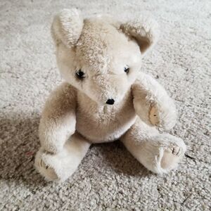 Vintage Beige Plush Teddy Bear Jointed Arms and Legs. 12 Inches tall